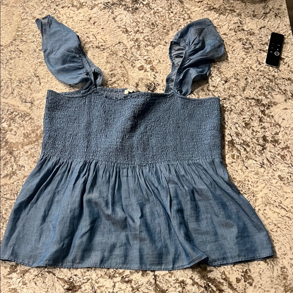 NEW Loft Blue Smocked Women's Top